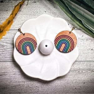 Wooden Rainbow Pride Hand-painted earrings